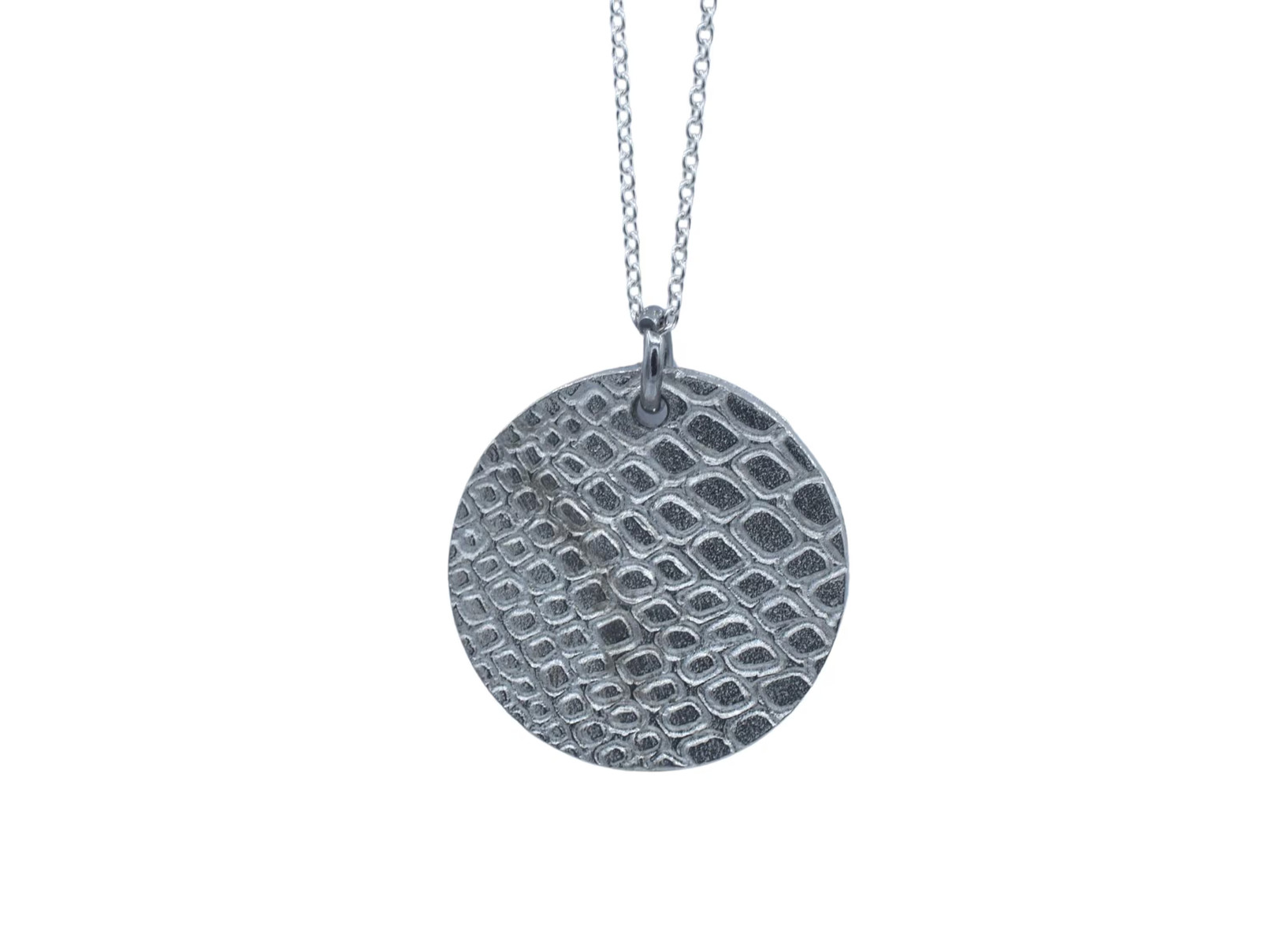 10th Anniversary Pure Tin Pendant Textured Snake Skin Effect Necklace Gift UK