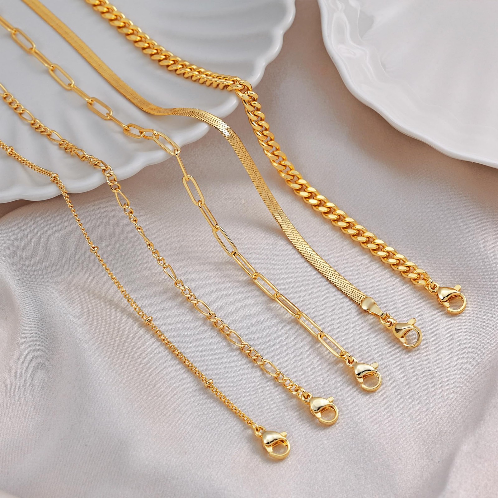 DEARMAY 14K Gold Plated Bracelets for Women Jewelry Sets Stack Trendy Dainty …
