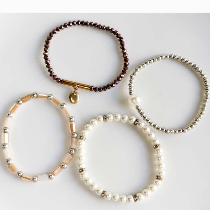 4pcs Chicos Beads Stackable Stretch Bracelet Retro Women Party Vacation Jewelry