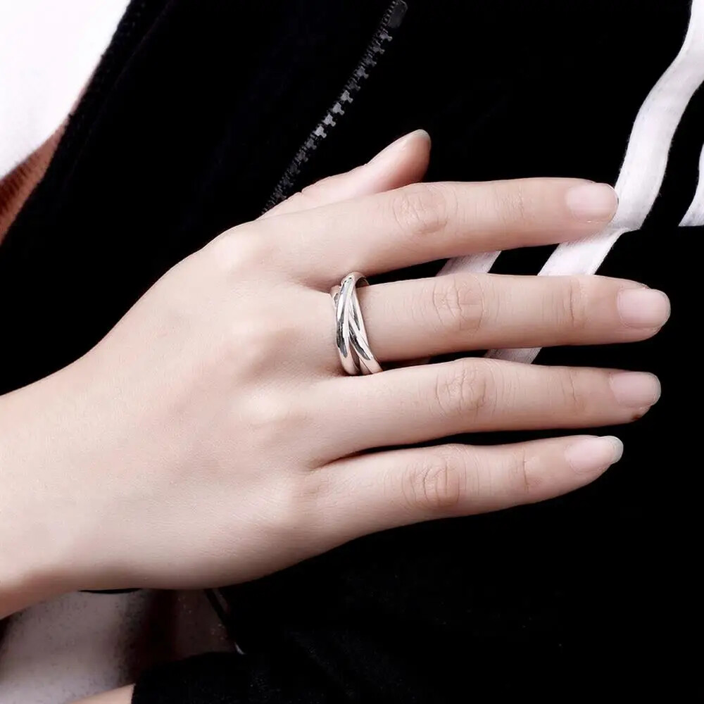 CHSHINE 925 Sterling Silver Three Round Woman Rings Fine Fashion Charm Jewelry