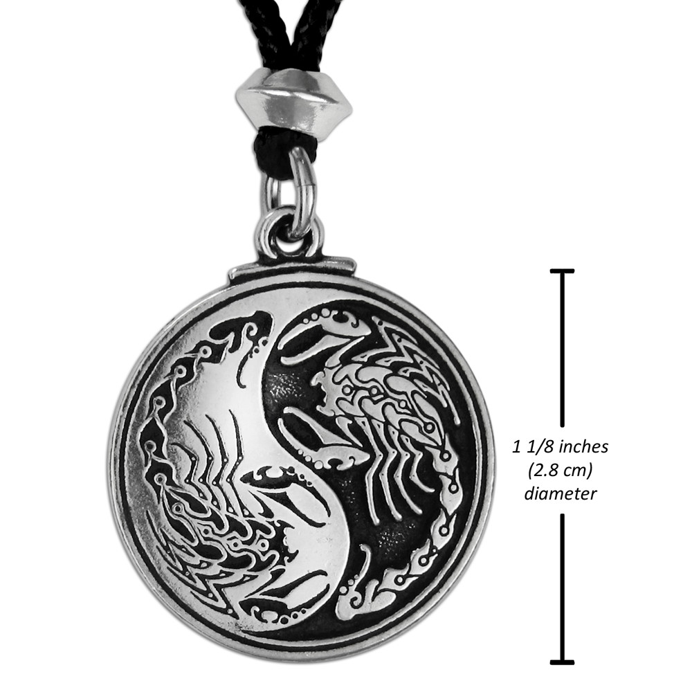 Pewter Scorpion Necklace Yin Yang Pendant Symbol – Taoist Totem Yinyang Jewelry