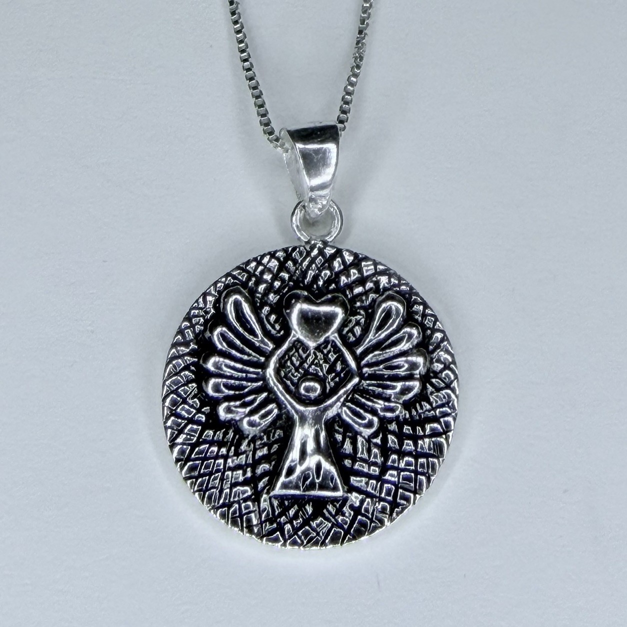 LA Rocks 925 Sterling Silver Italy Guardian Angel Quote Pendant Necklace 18”
