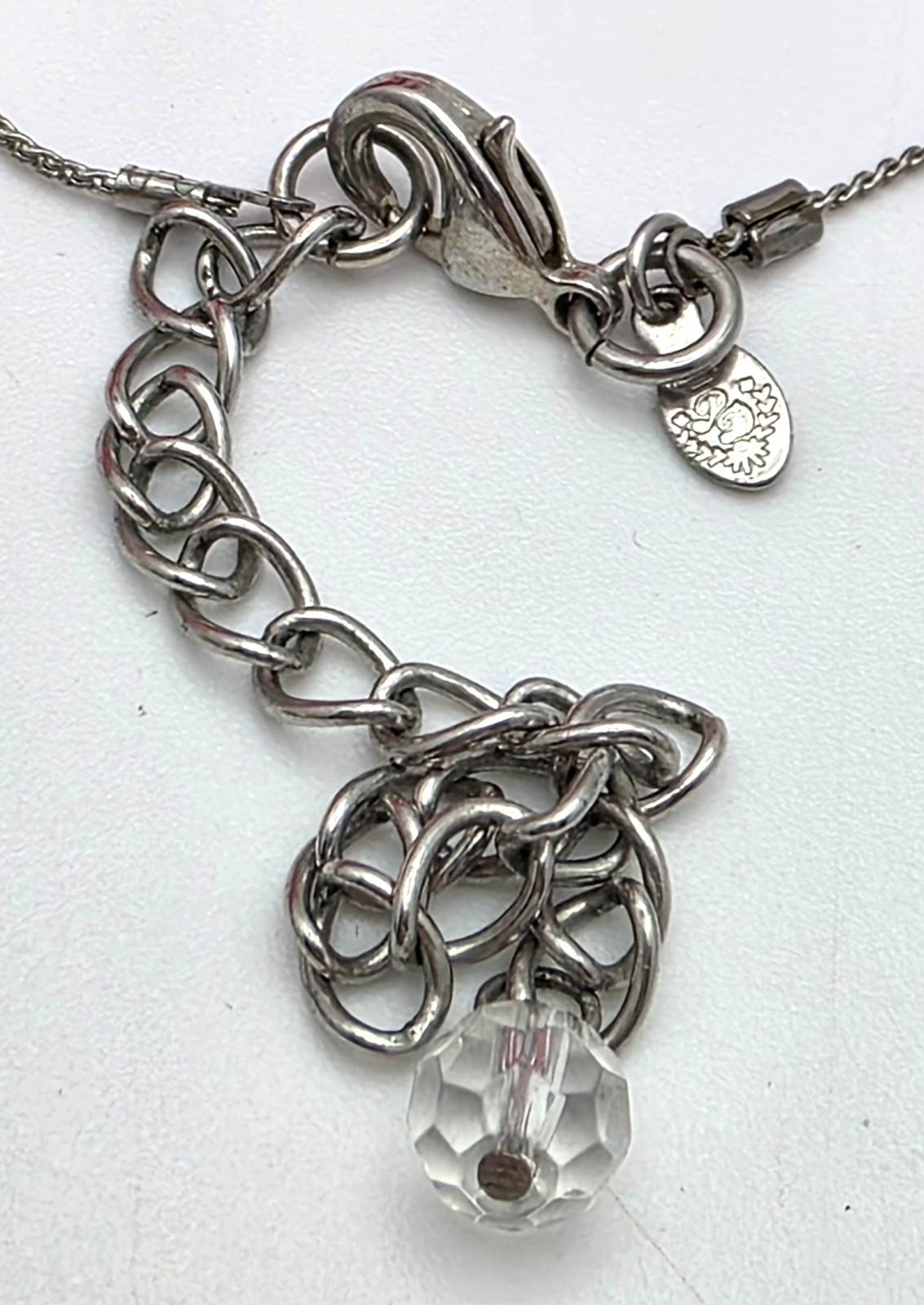 Premier Designs Clear Smoke Glass Station Necklace Silver Tone 52 In adj. Opera