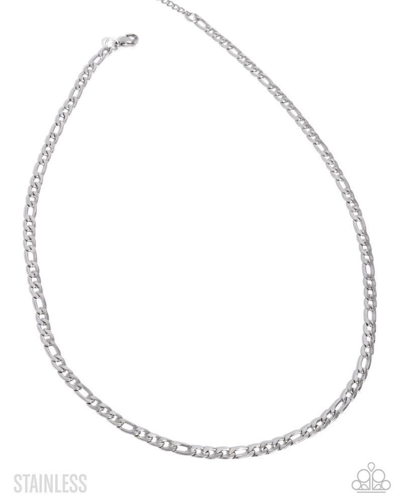Paparazzi Capable Chain – Silver – Stainless Steel Figaro Chain – Unisex Necklac