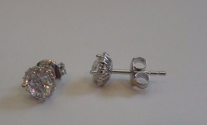 925 STERLING SILVER ROUND SHAPE STUD EARRINGS W/ 1.10 CT LAB CREATED DIAMONDS