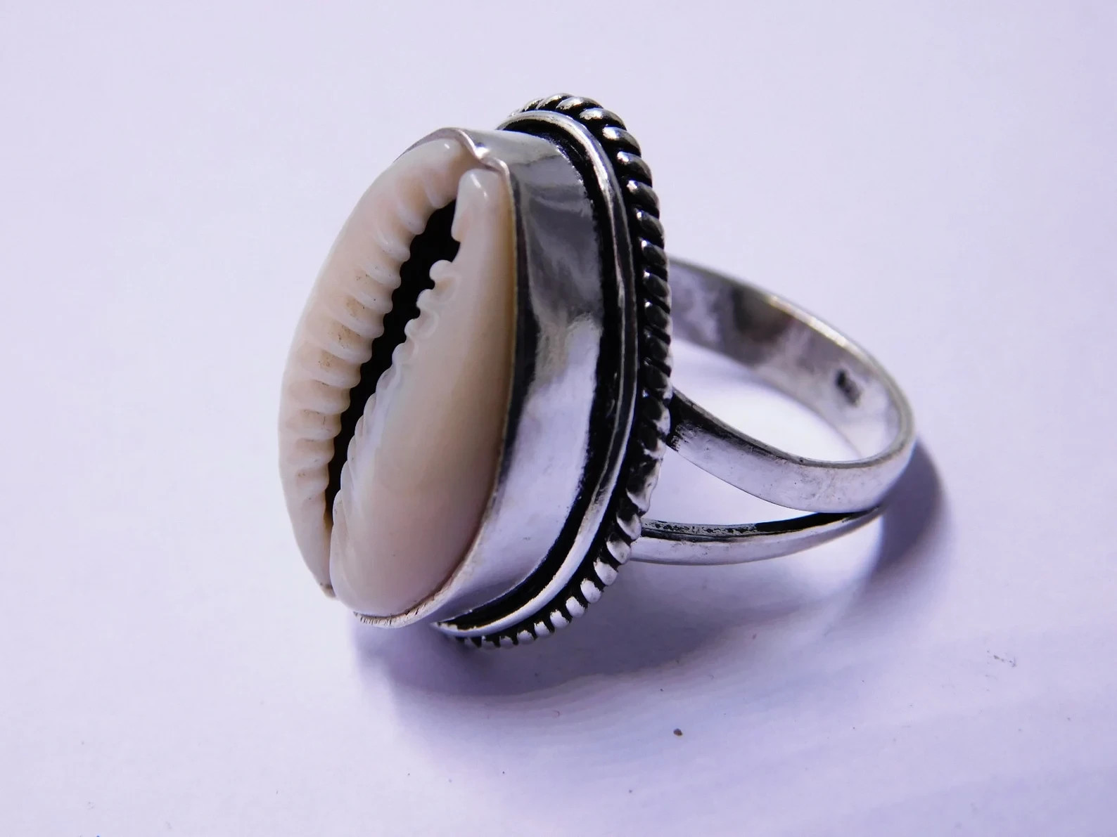 925 Sterling Silver, Solid Silver, Unisex, Shell Cowrie Ring