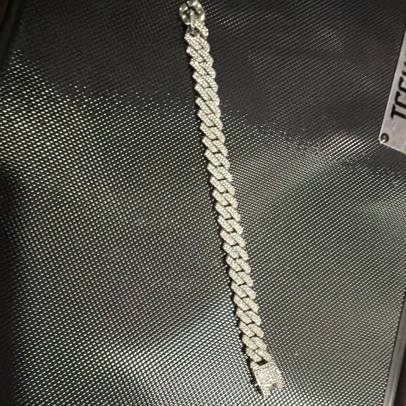 Silver Pavé Iced Out Cuban Link Chain Bracelet with Box Clasp