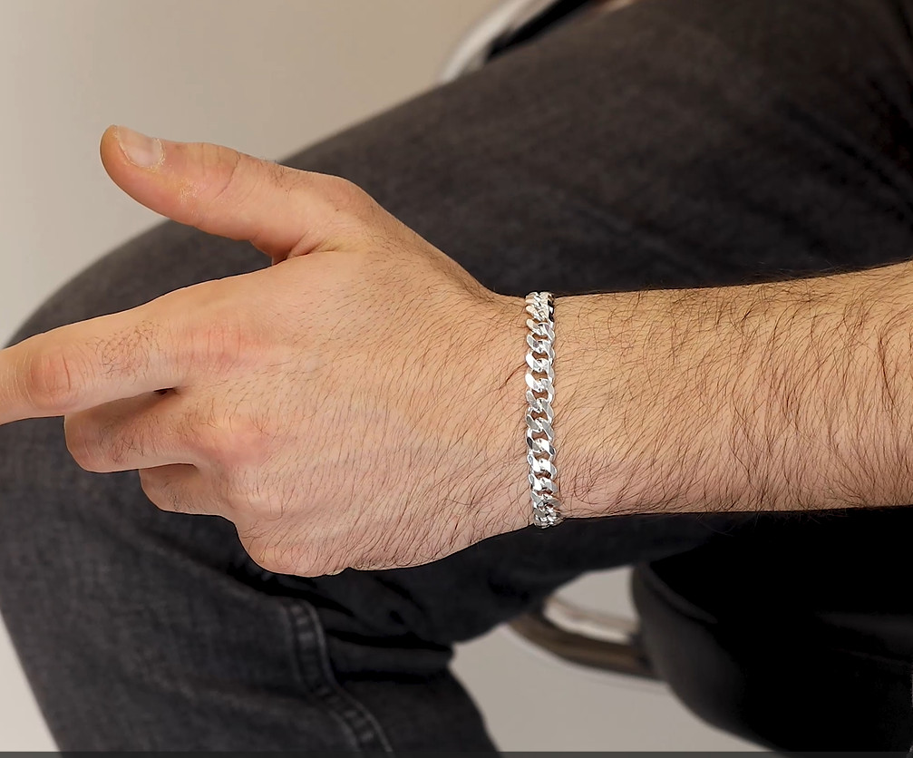 Solid Silver 925 Sterling 6′-8.5’inc Color Various Gurmet Chain Bracelet