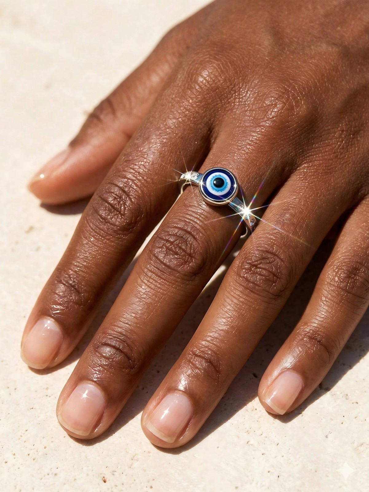 1pc Minimalist Evil Eye Ring For Men & Women, Gold Silver Tone, Sizes 5-10