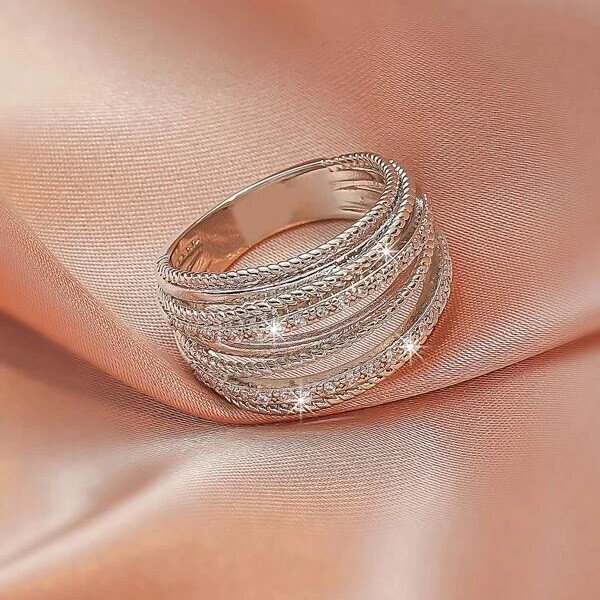 Elegant 925 Sterling Silver White Topaz New Fashion Charms Unique Ring Size 7