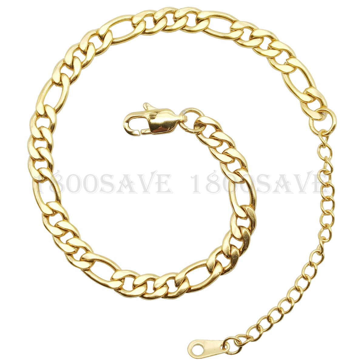 Unisex Genuine Classic 18K Yellow Gold Filled 5mm Figaro Chain Bracelet 7″ – 10″
