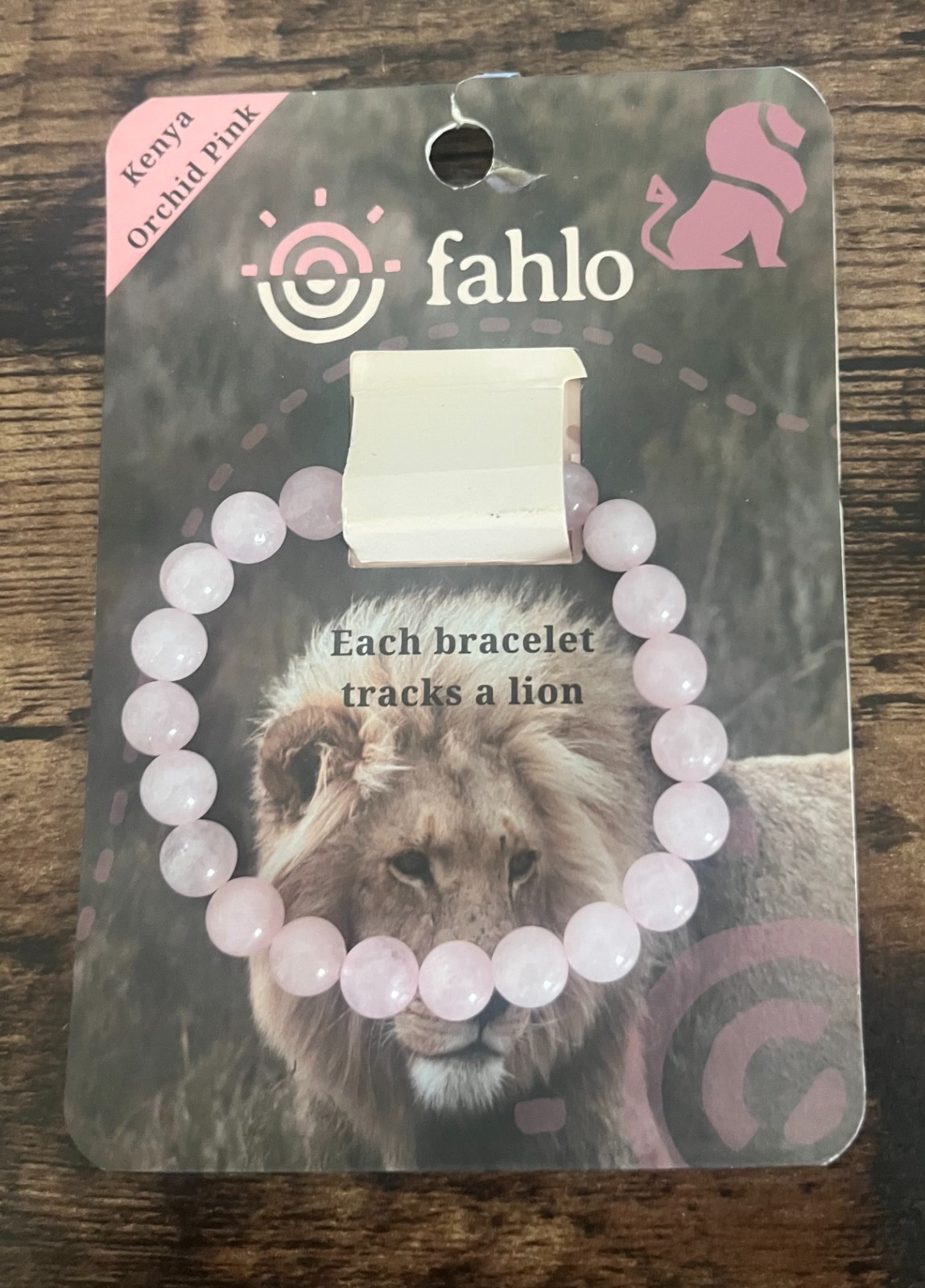 Fahlo Lion Tracking Bracelet Kenya Orchid Pink NWT Brand New Sealed With Card