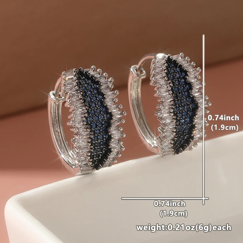Uniquely designed sparkling blue synthetic zircon earrings for women’s noble
