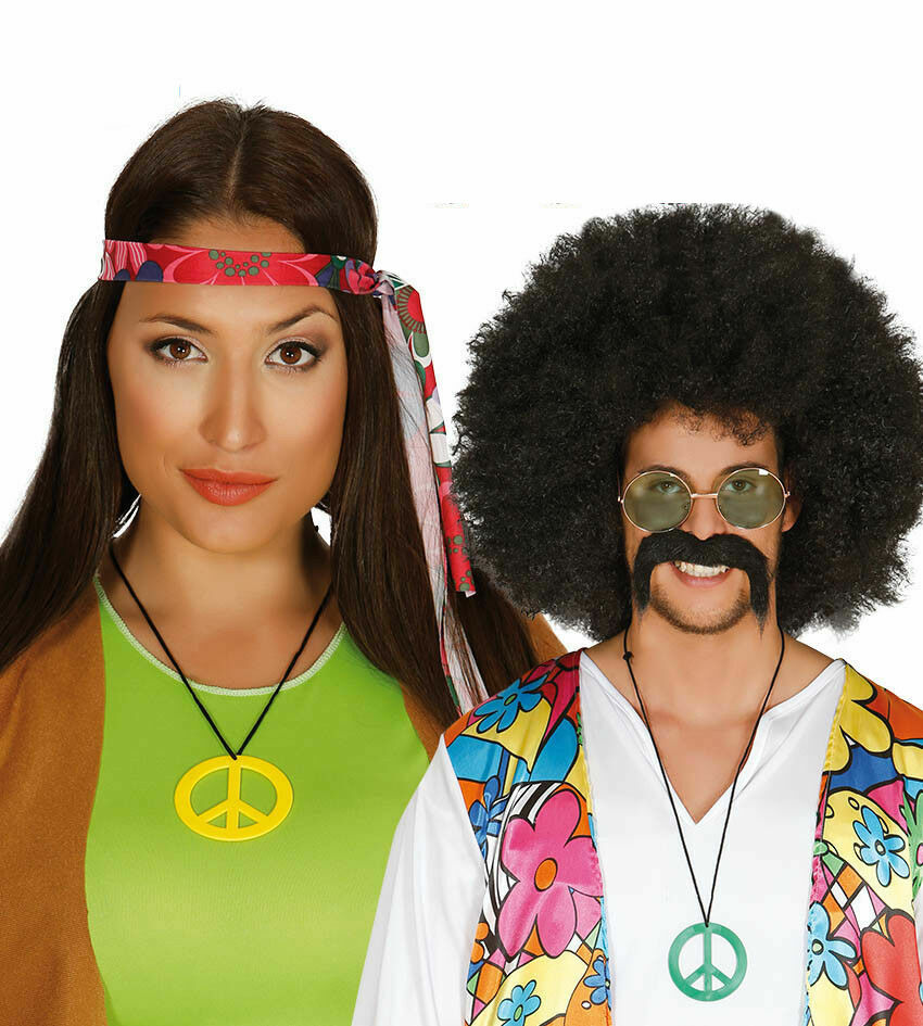 PEACE SIGN Necklace Hippie Fancy Dress Accessory Pendant Hippy Adults Unisex