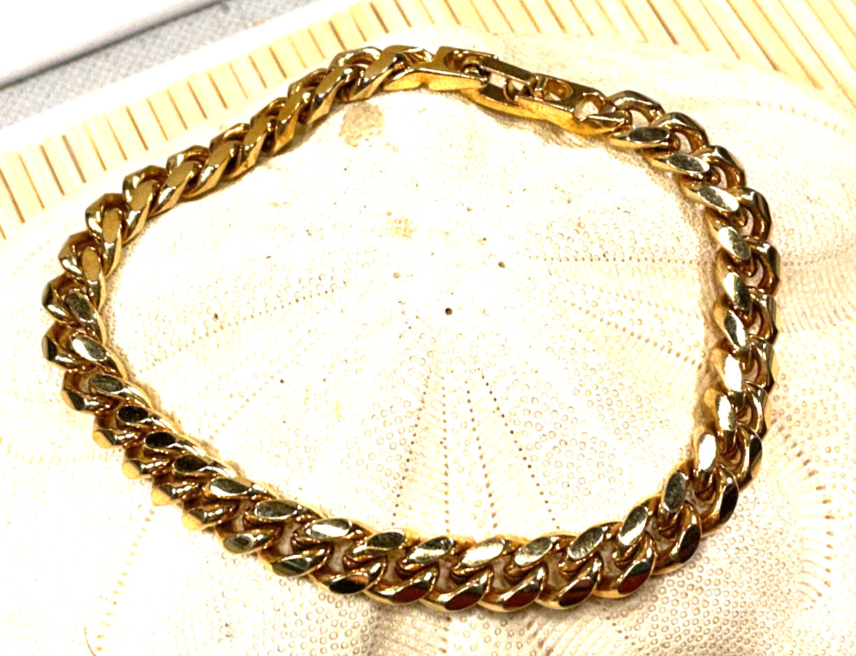 Fashion Bracelet Cast Gold Tone Metal Chain Fold Over Clasp Lot 88G