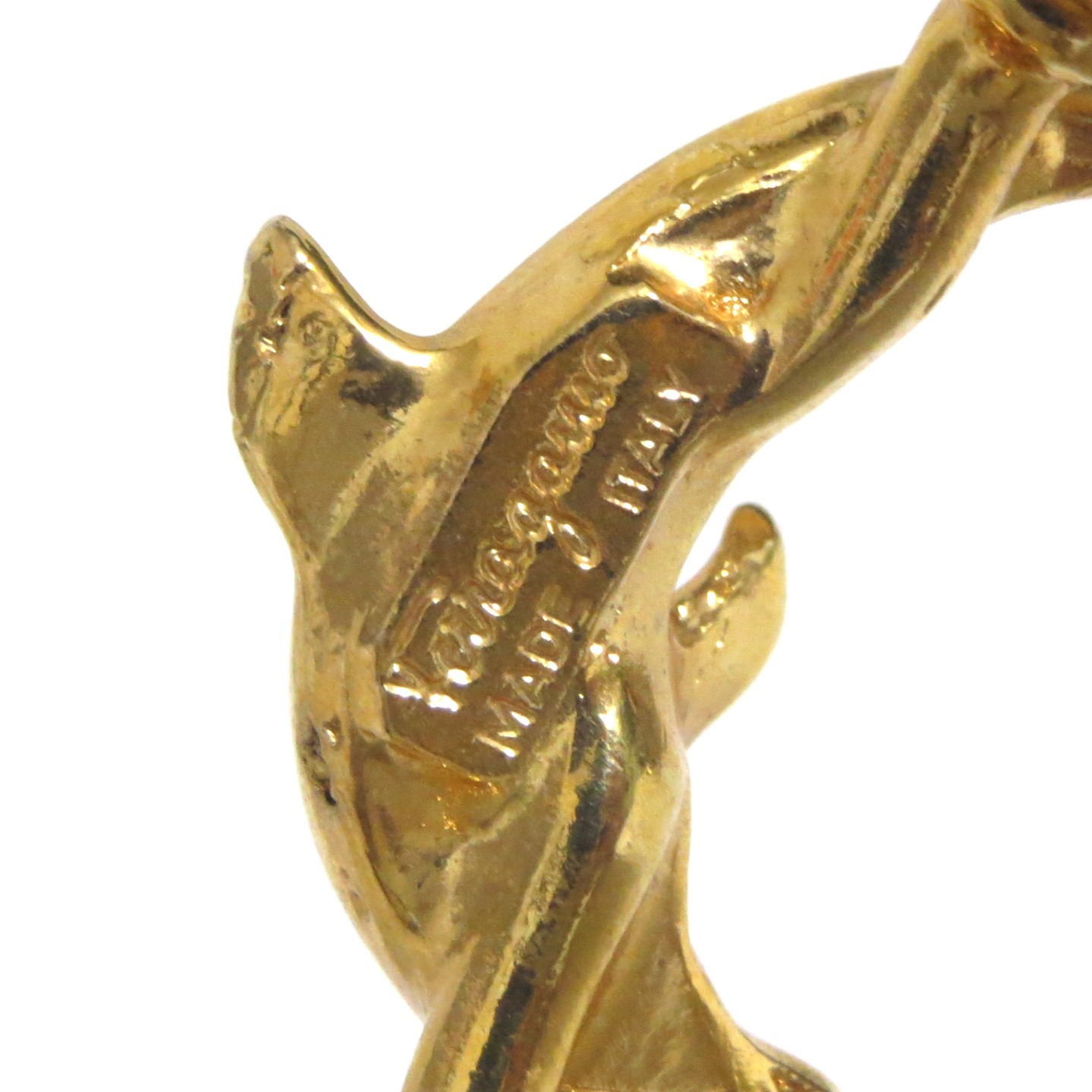 Auth Rare Salvatore Ferragamo Dolphin Bangle Bracelet Goldtone Metal 19.5cm/7.67