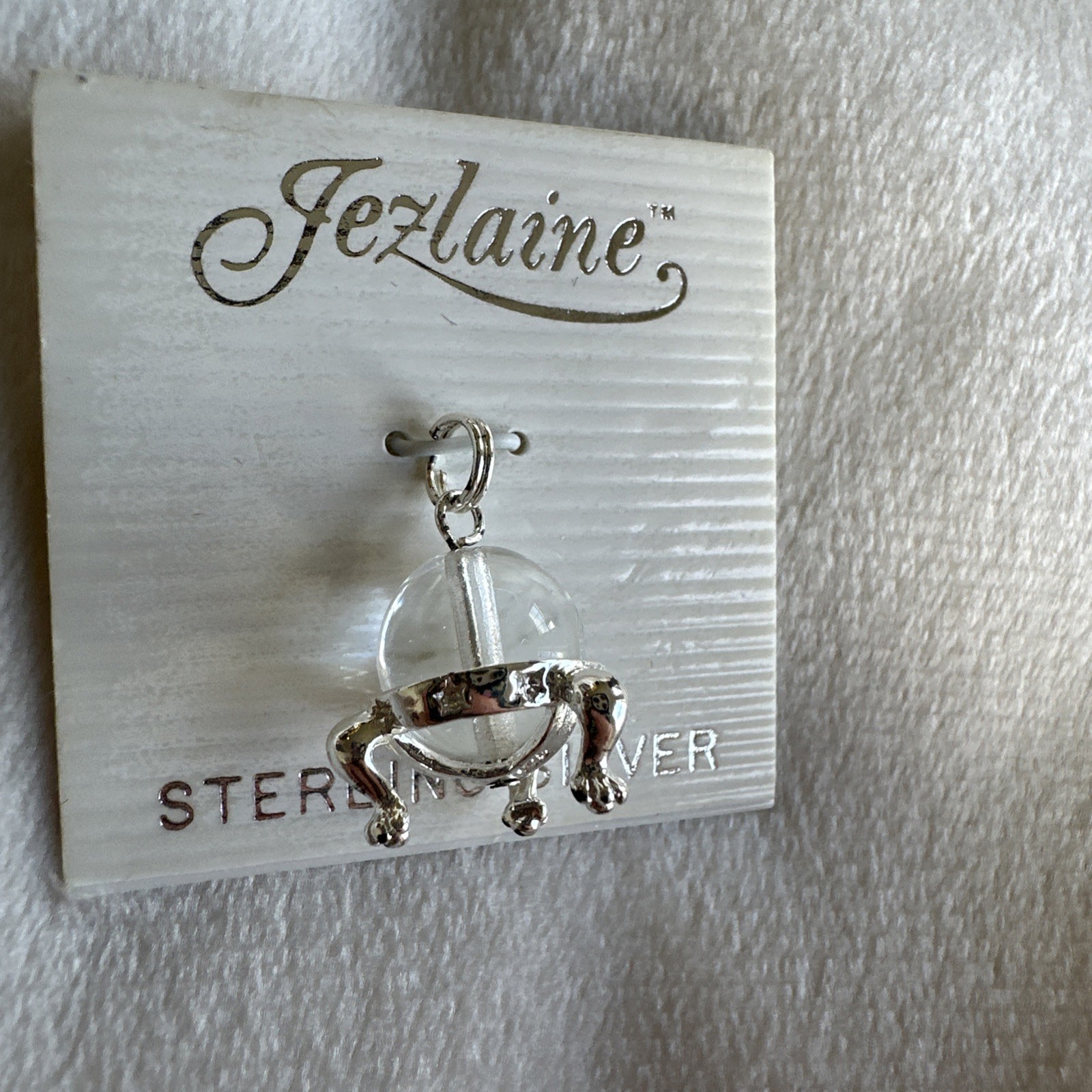 RARE Vintage Jezlaine Sterling Silver Crystal Ball Charm Pendant