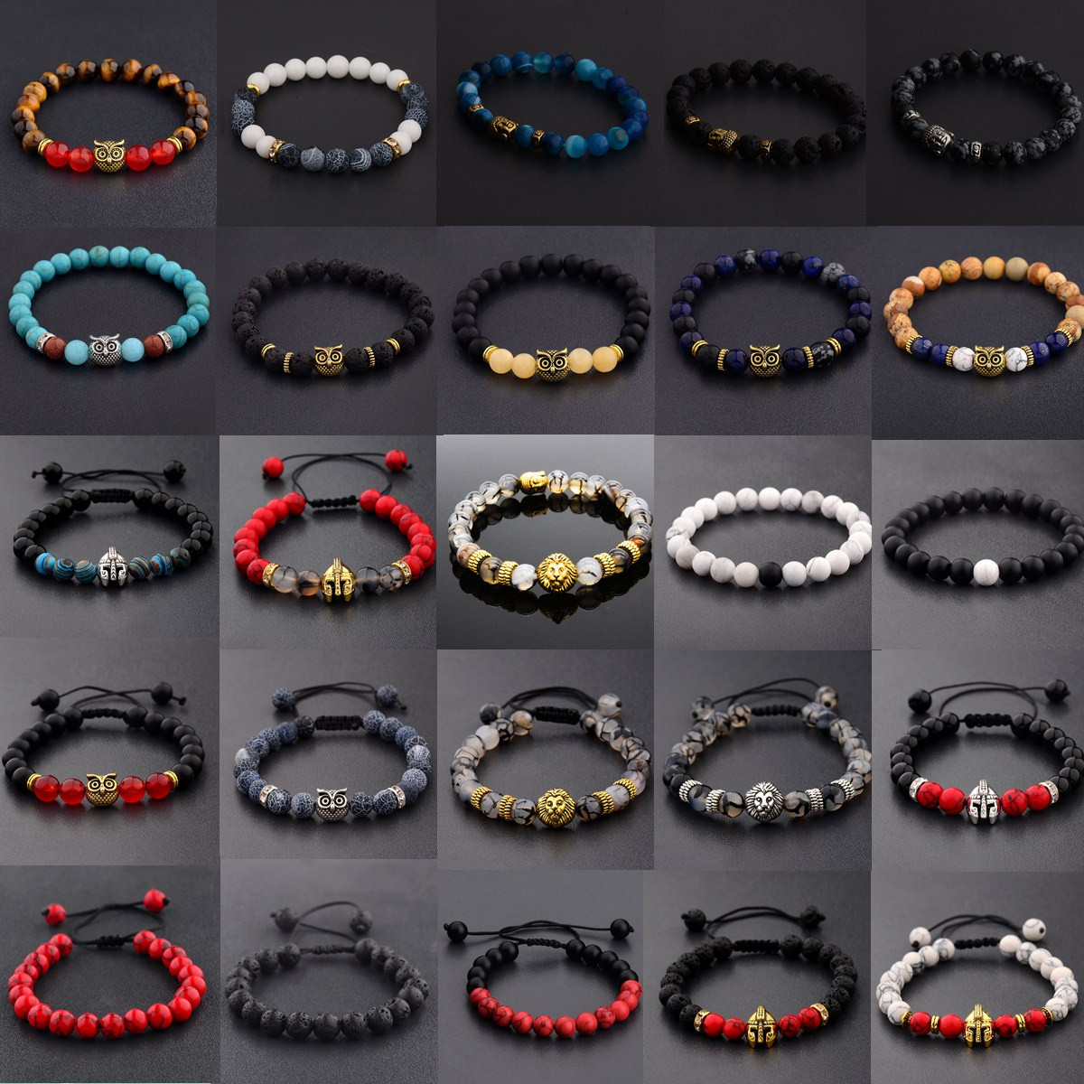 Men Women 8mm Natural Round Gemstone Bead Handmade Beads Bracelets Charm Jewelry
