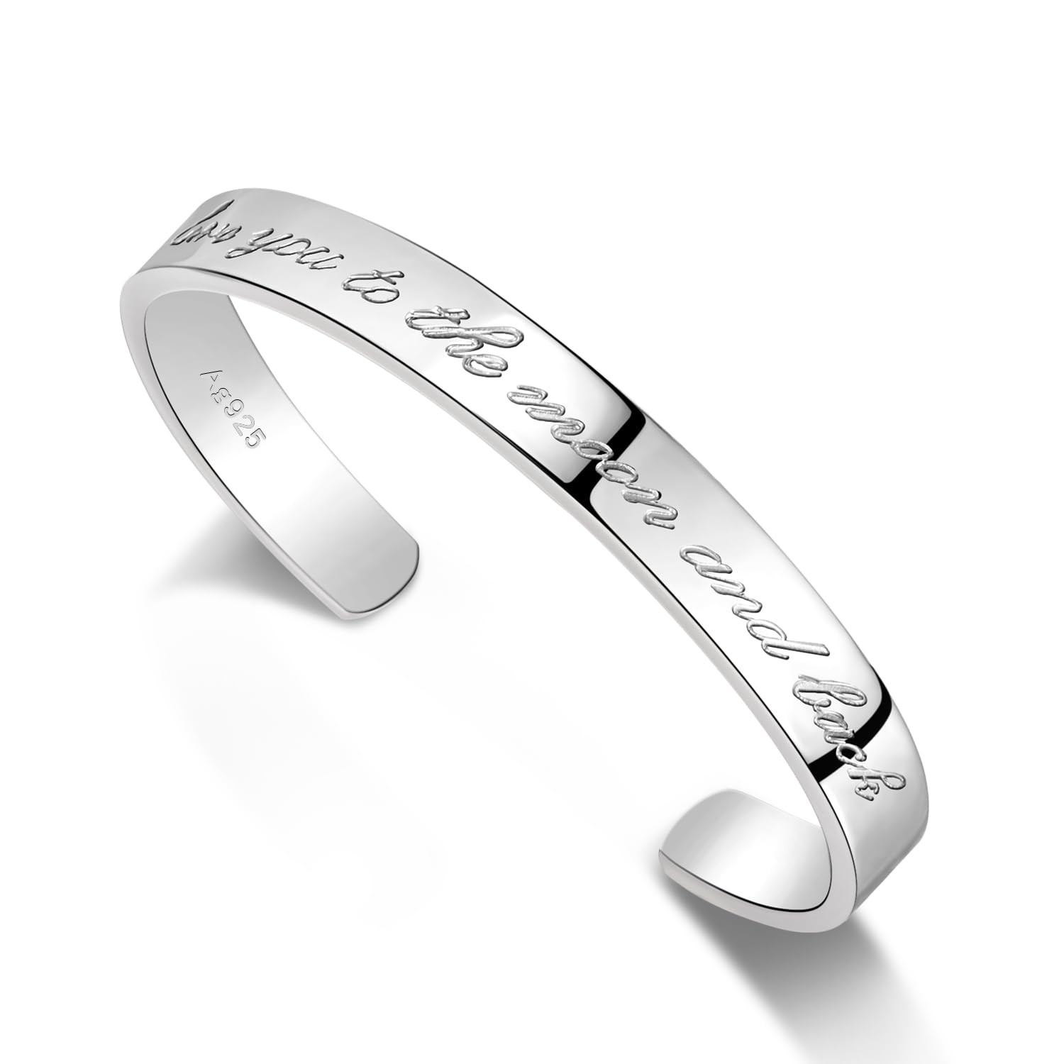 Dankadi Men & Women 925 Sterling Silver Bangle-Engravable Adjustable Cuff Bra…