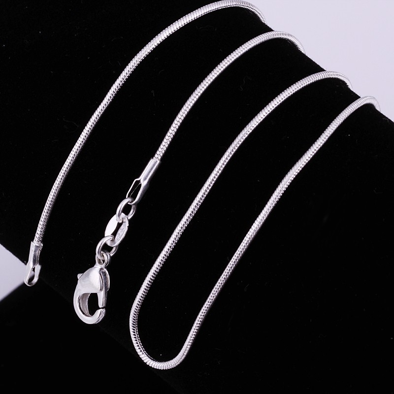 10PCS wholesale 925 sterling solid silver 1MM 16-30inch snake chain necklace