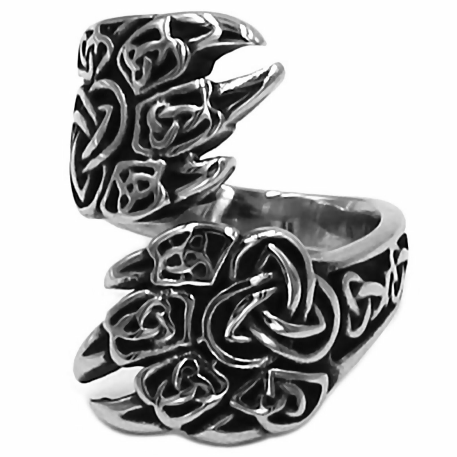 Viking Bear Claw Ring Norse Style Silver Stainless Steel Celtic Band Sizes 7-13