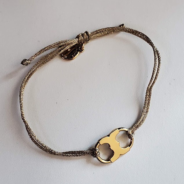 Tory Burch Foundation Embrace Ambition Silk Cord Adjustable Bracelet Gold Tone