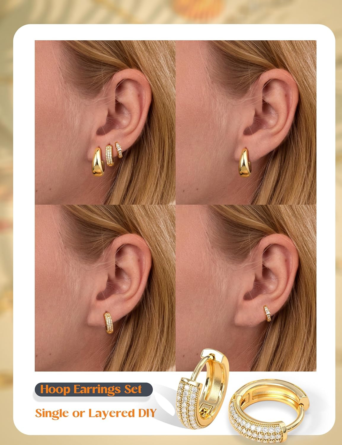Small 14K Gold Plated Chunky Hoop Earrings for Women Hypoallergenic Silver Earri
