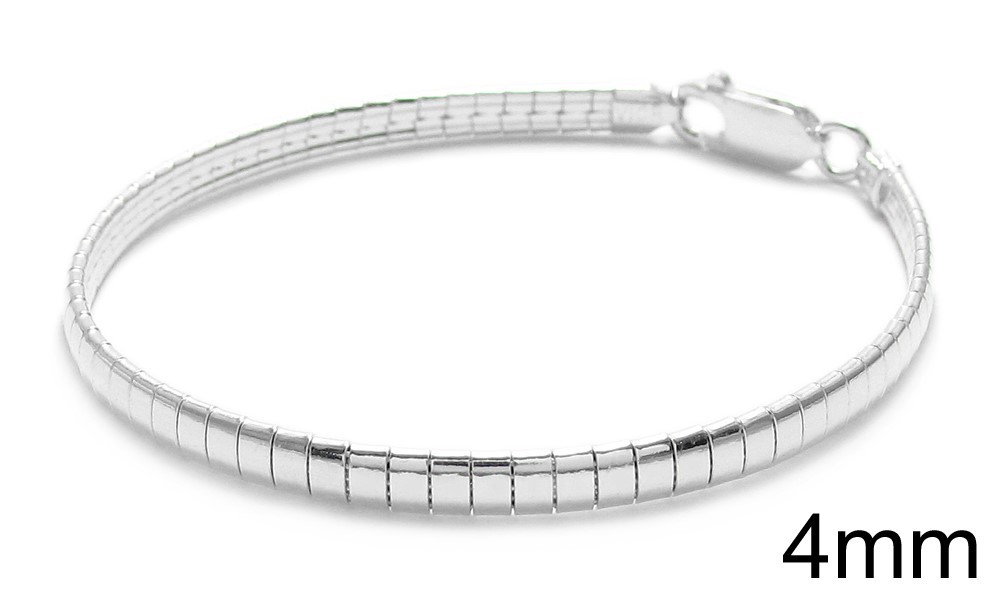 925 Sterling Silver 7″ or 8″ Elegant Omega Bracelet 3mm 4mm 6mm 8mm or 10mm