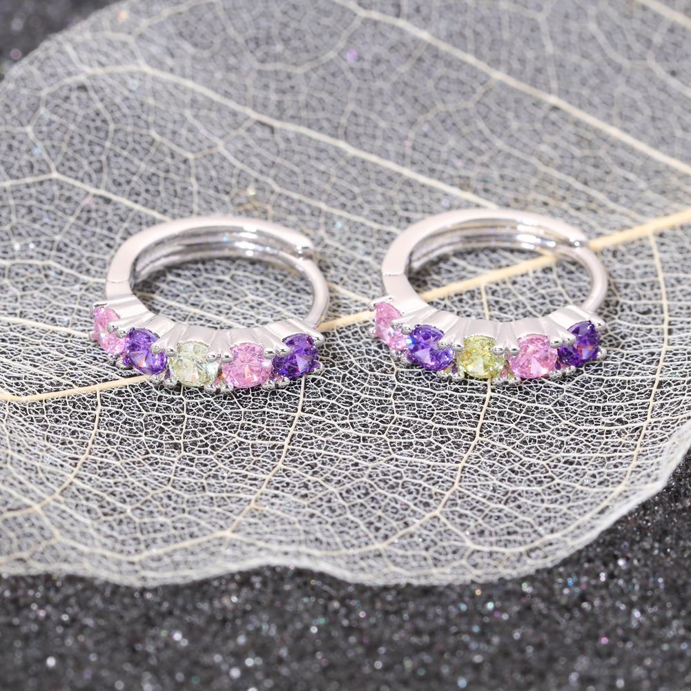 Beautiful New Silver Filled Pastel Gemstone Round 15mm Huggie Hoop Earrings