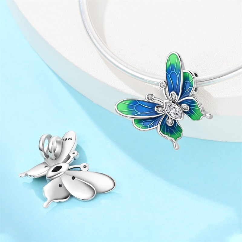 KUNSIR 925 Sterling Silver Charm For Bracelet Dreamer Butterfly Bead Charm DIY