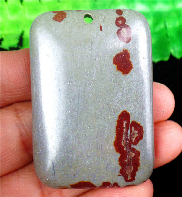47x32x7mm Natural Gray&Brown Red Chohua Jasper Oblong Pendant Bead AD67543