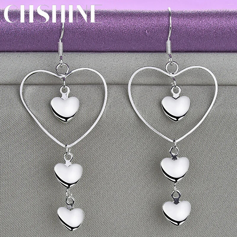 CHSHINE 925 Sterling Silver Love Heart Earrings For Women Fashion Charm Jewelry