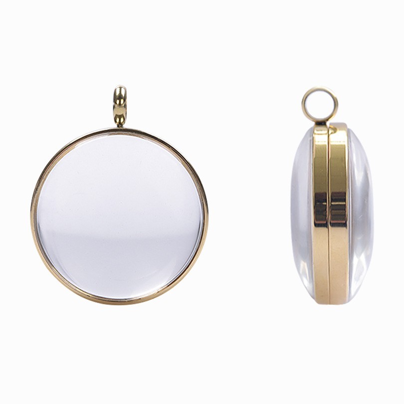 FLOATING CHARMS LOCKET LIVING MEMORY SPHERE PENDANT STAINLESS STEEL PERSONALISED