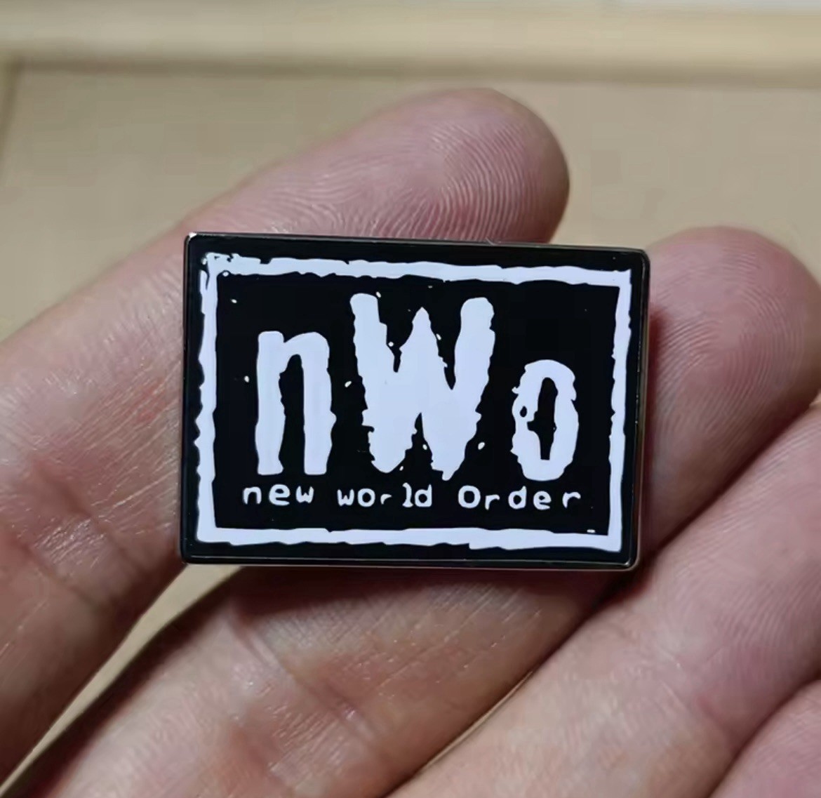 NWO Wrestling Style 1pc Pin With Rubber Back New World Order Pin FREE SHIPPING