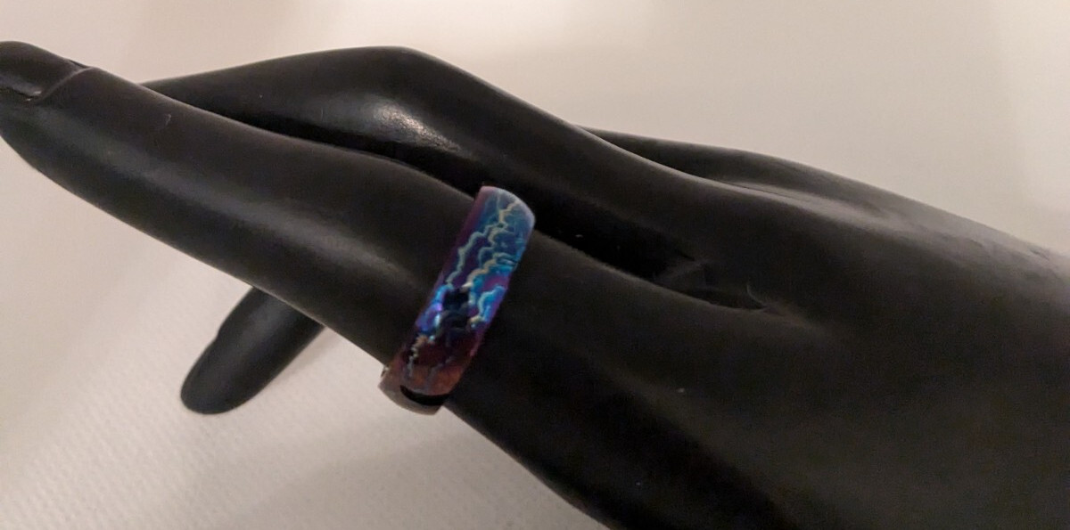 Anodized Titanium Ring-Colorful Random Lightning Strike Pattern Men / Women- 9.5