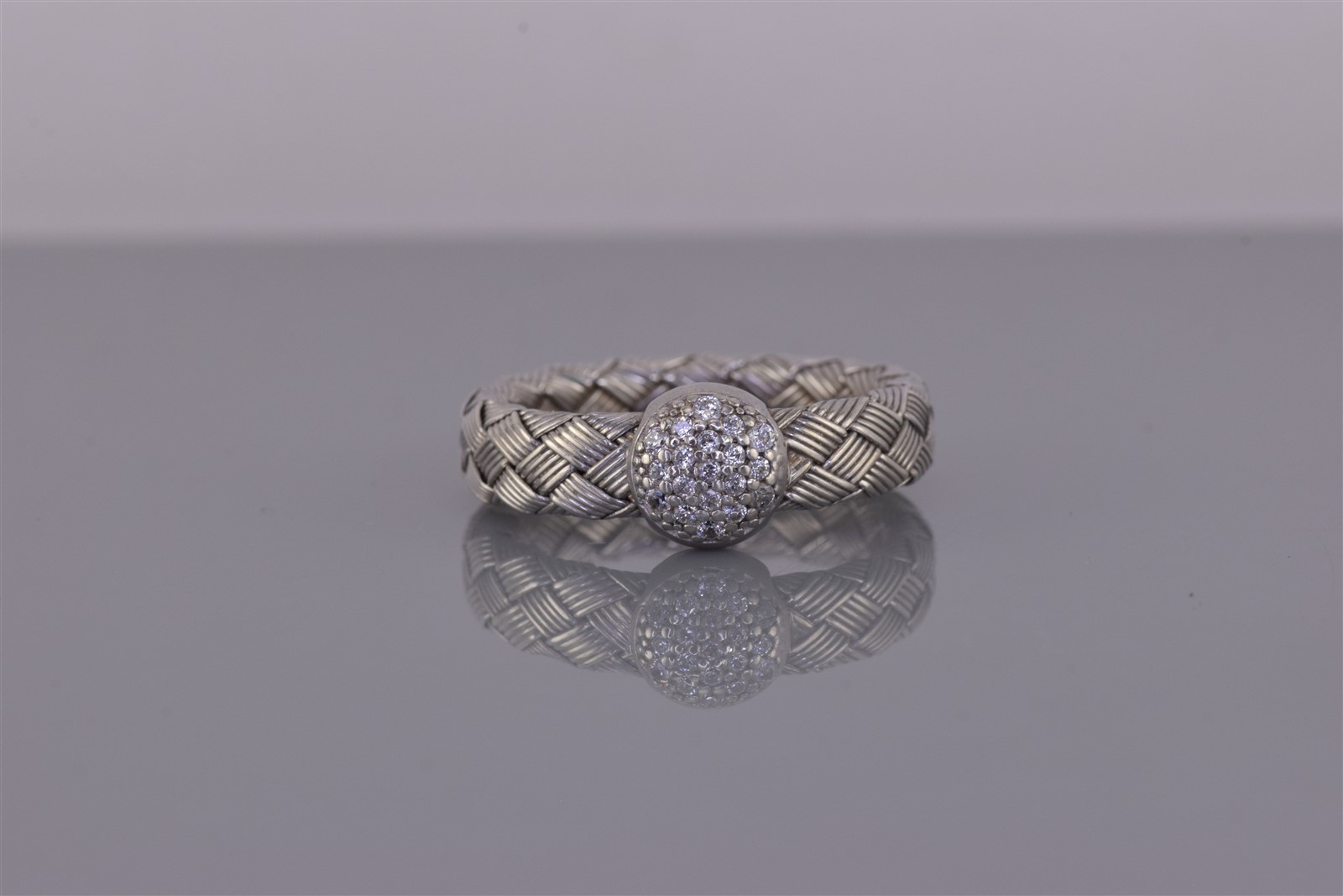 JCM Sterling Silver Pave Cubic Zirconia Braided Woven Band Ring Italy 925 Sz: 9
