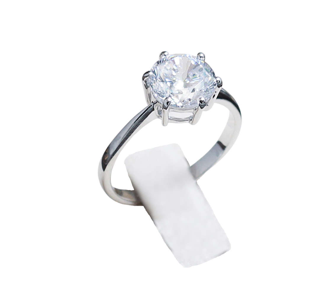 2.00 Cts Cubic Zirconia / Sterling Silver 925 Ring / Rhodium plated Nickel-Free