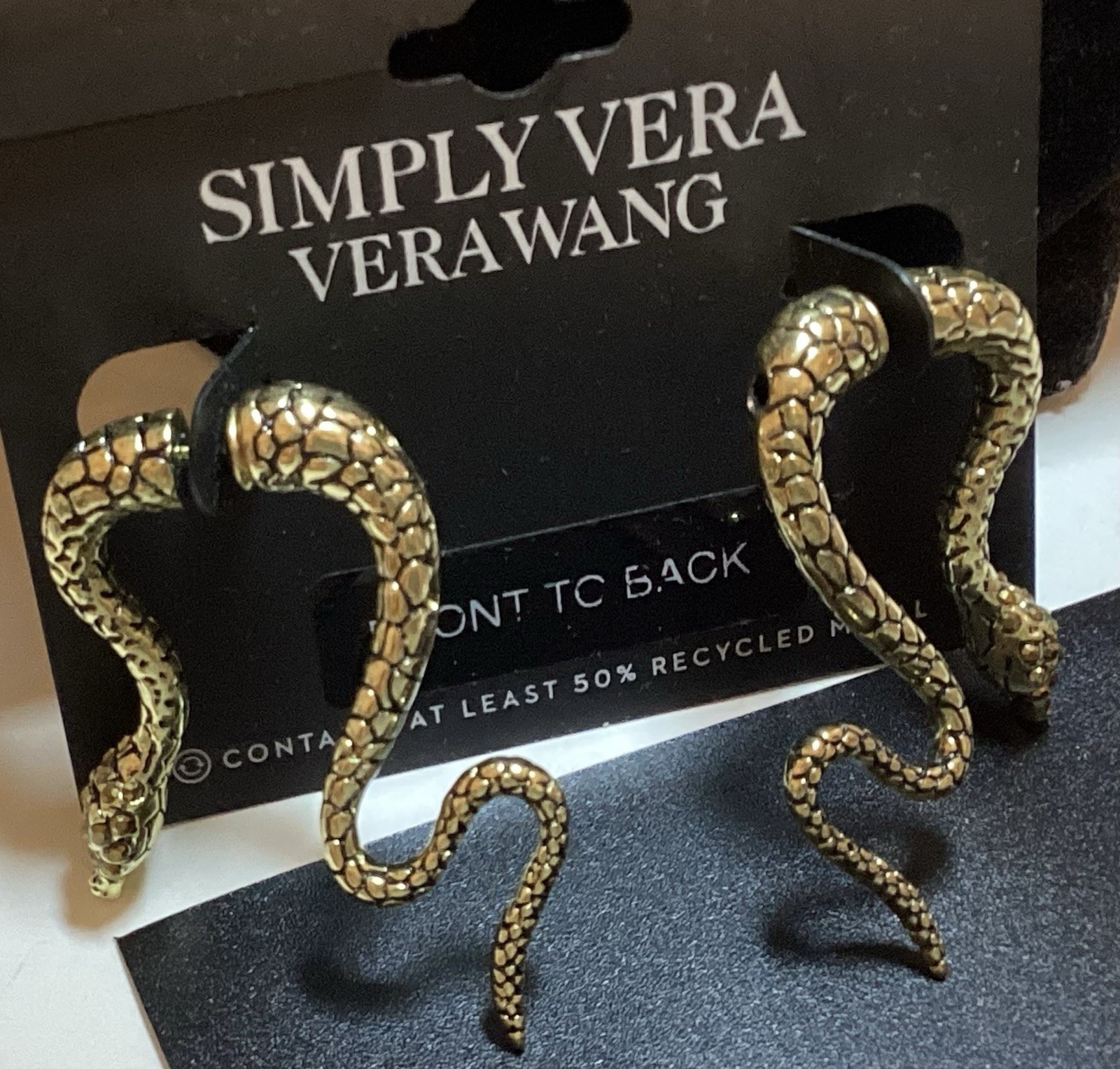 Simply Vera Wang Front To Back Snake Pierced Earrings New! Gothic Elegant!
