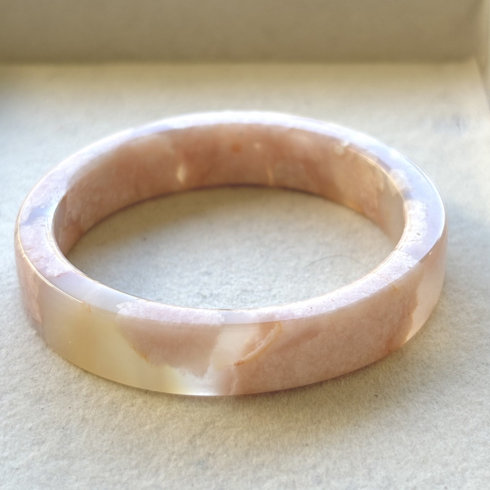 53mm Natural Cherry Blossom Agate Bangle Sakura Flower Quartz