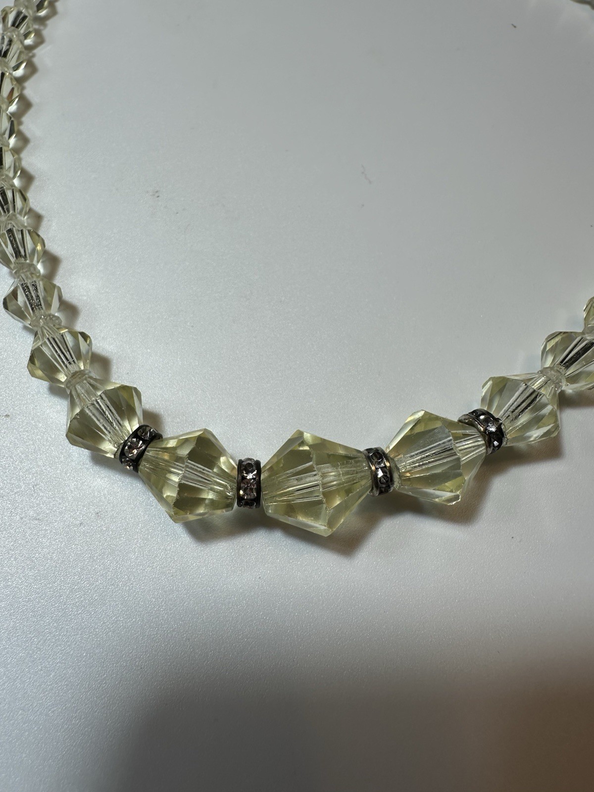 Laguna Signed Clear Faceted Crystal Double Strand Collar Box Clasp