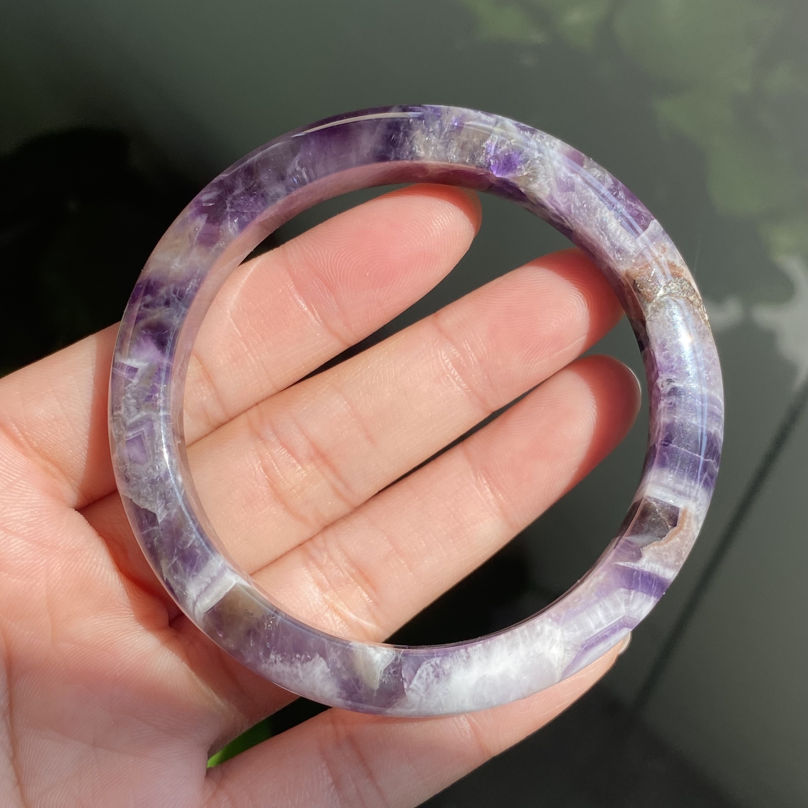 Natural Purple Dreamy Amethyst Quartz Crystal Bangle Inside Diameter 55.3mm C20