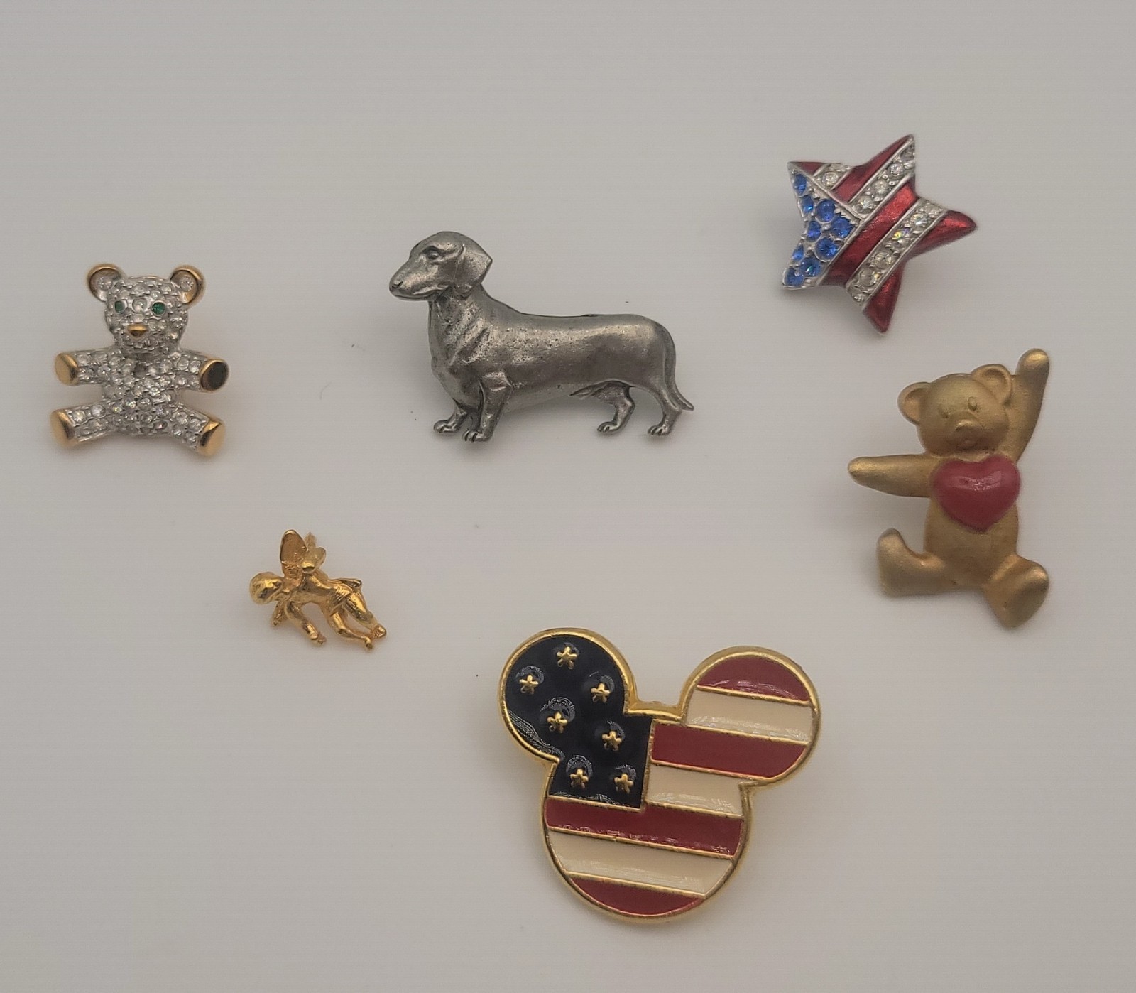 Lot of 6 Lapel Pins Disney Christopher Radko Dachshund Teddy Angel