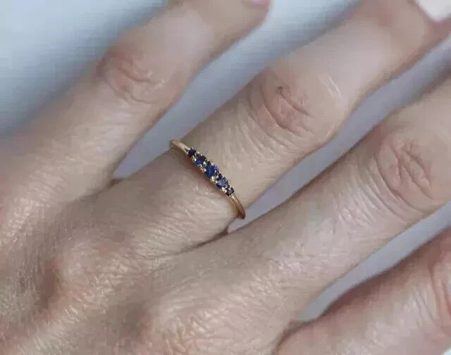 Simulated Blue Sapphire 2Ct Round Cut Wedding Band Ring 14K Yellow Gold Plated