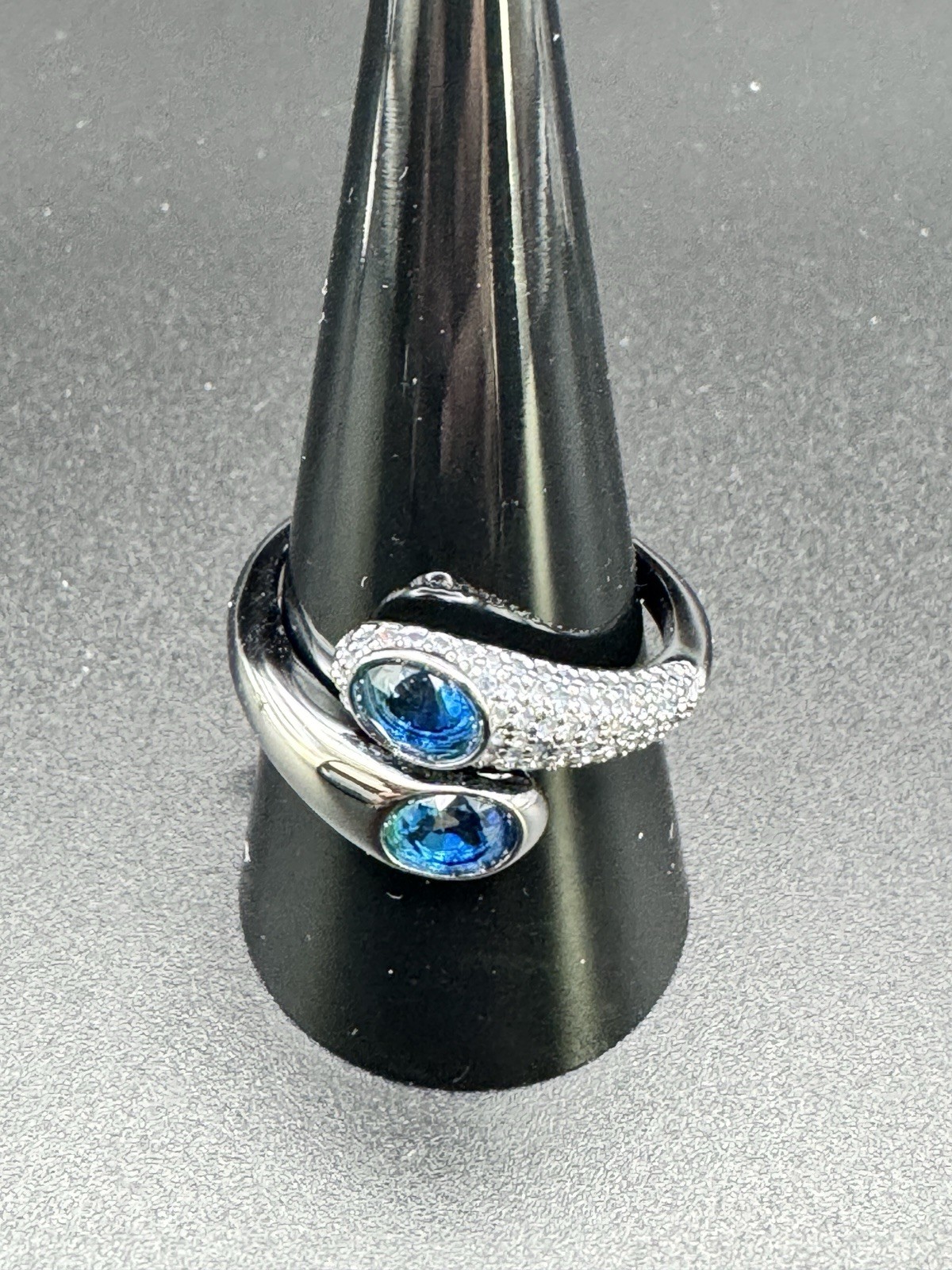 Bomb Party RG23835 Lab-Created Blue Topaz & Tourmaline Silver Wrap Ring 10