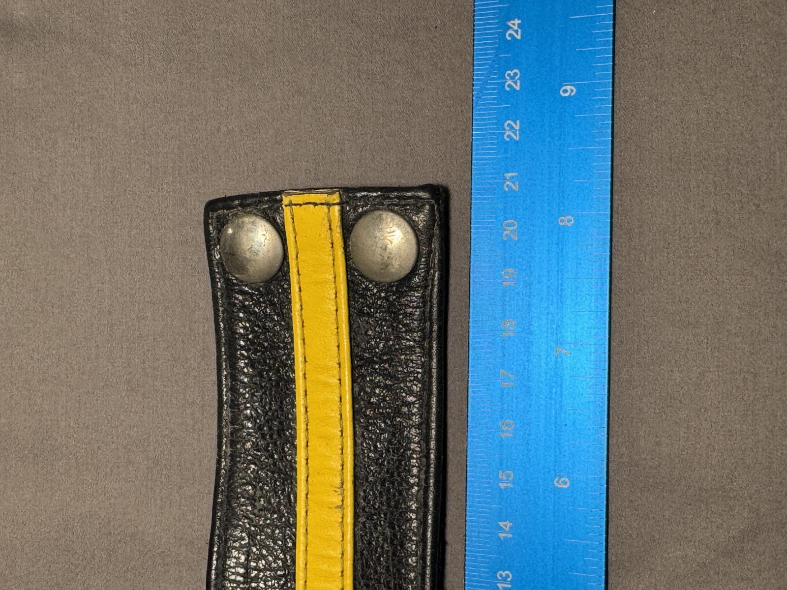 Handmade Leather Cuff Bracelet – Black & Yellow – Snap Closure