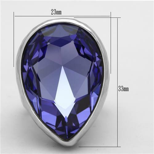 TK1426 – High polished (no plating) Stainless Steel Ring with Top Grade Crystal