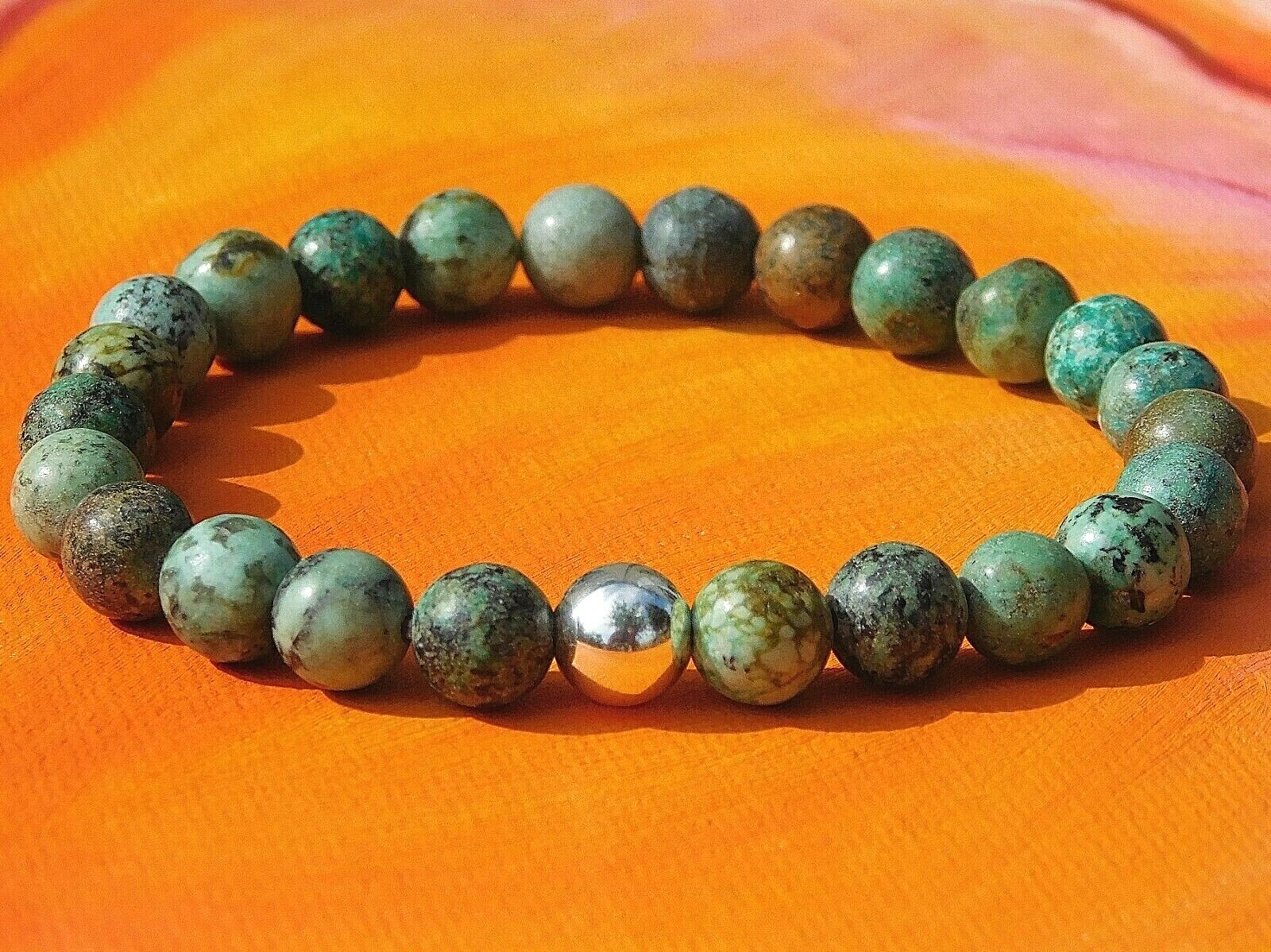 Mens / Ladies Handmade Gemstone & Silver Bracelet – Natural African Turquoise.