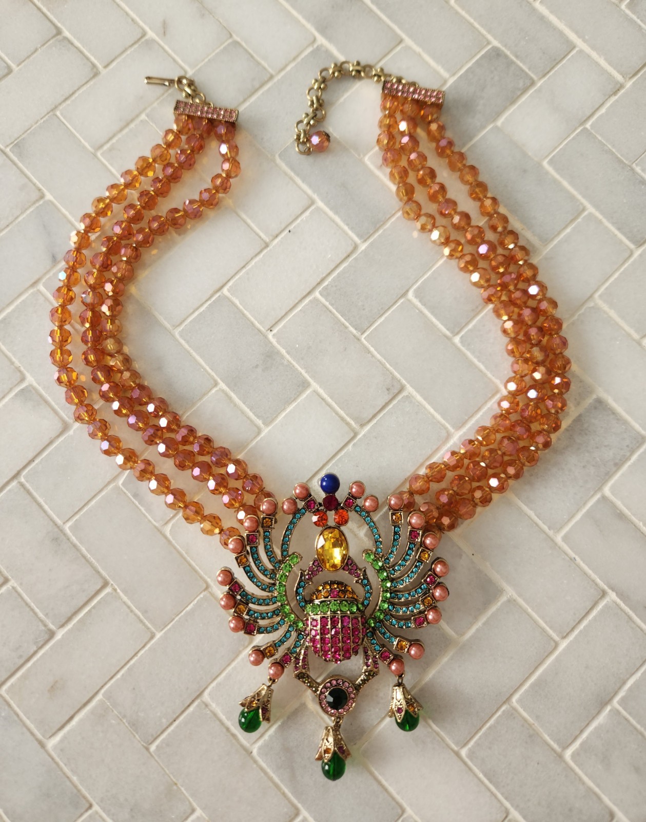 * SALE * Heidi Daus Inspired Golden Scarab Necklace