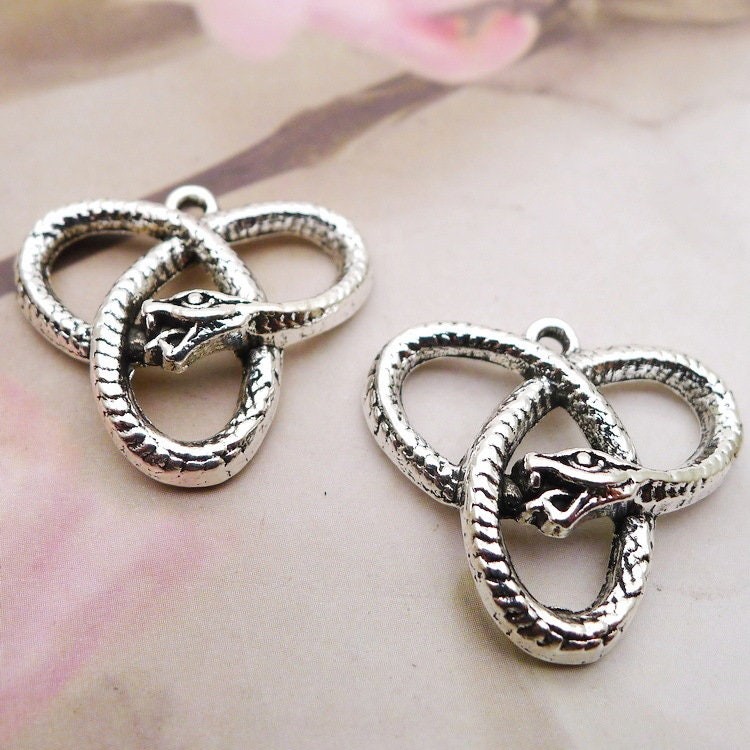6/15PCS Antique Silver Snake Knot Charm Pendant 22X25mm JHS265-1260