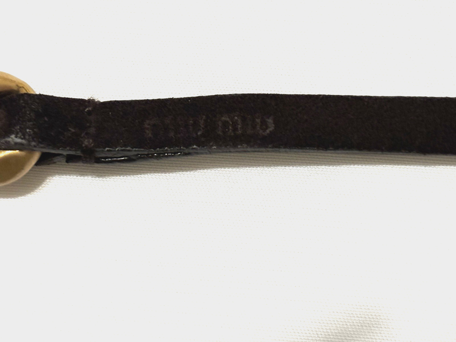 MIU MIU Gold Metal Chain & Calfskin Leather Necklace Made in Italy $1,250 EUC